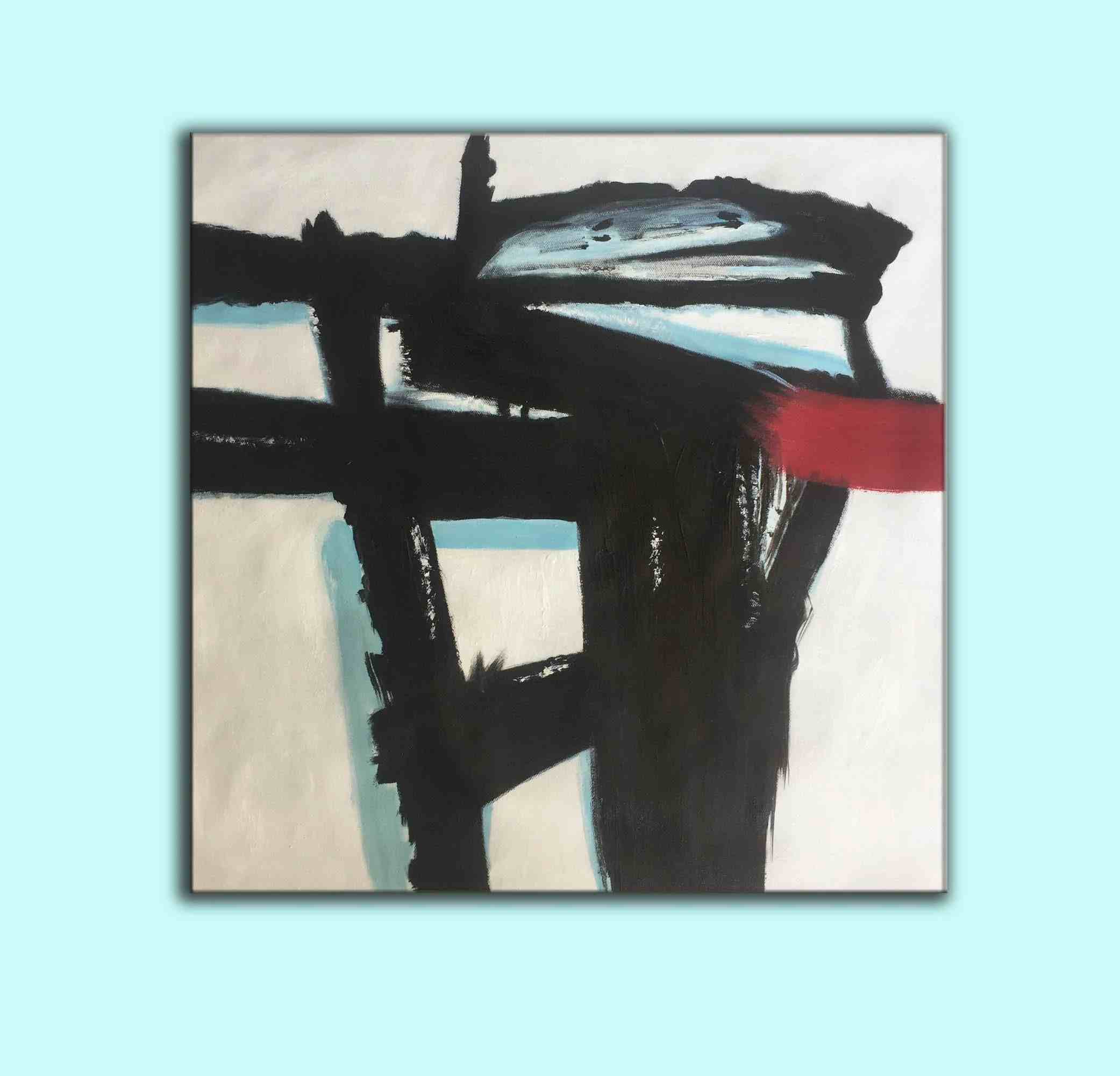Red Original White Canvas Modern Abstract Canvas Wall Art U5C6W